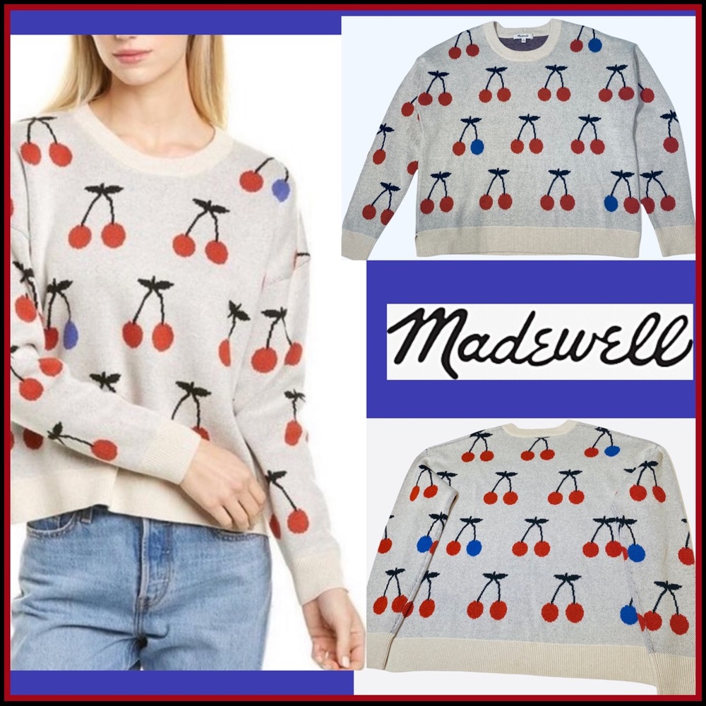 MADEWELL CHERRY JACQUARD PULLOVER SWEATER XS - Picture 14 of 14